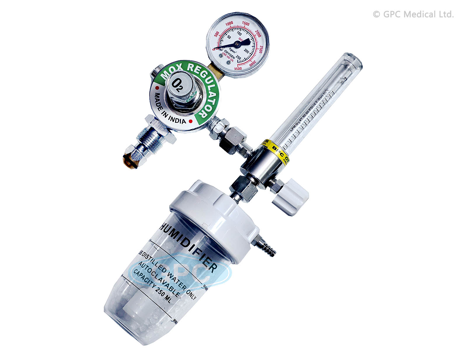 Oxygen Regulator with Flowmeter & Humidifier Bottle