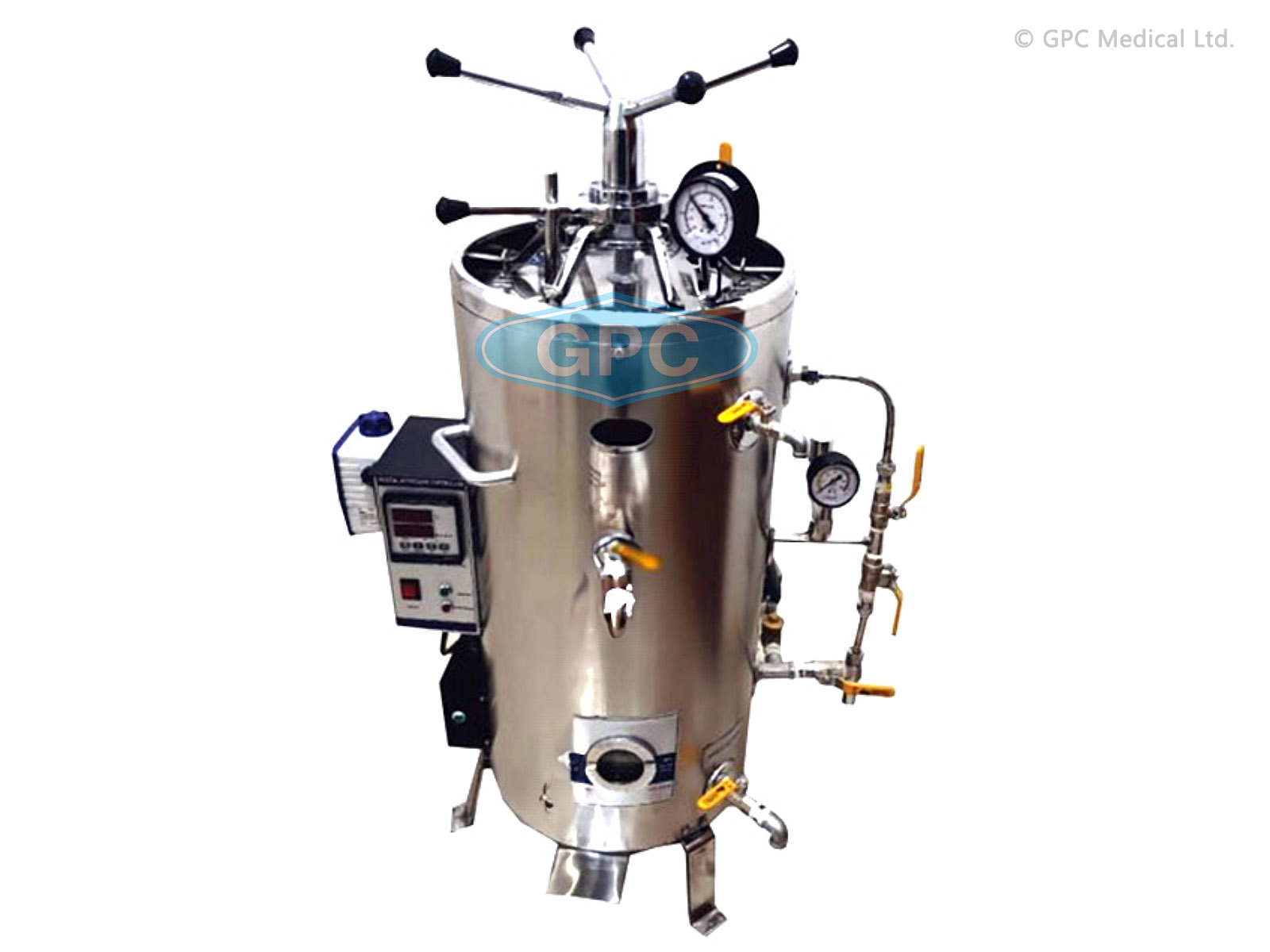 Vertical High Pressure Autoclave-Triple Wall with Steam Storage and Vacuum Drying Feature